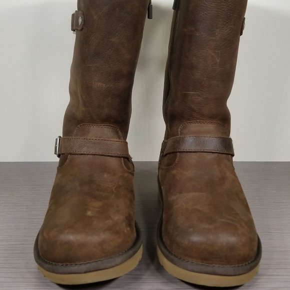 UGG Australia Kensington Tall Shearling Boots, Brown Leather, Womens Size 5 / 35 - Picture 2 of 11